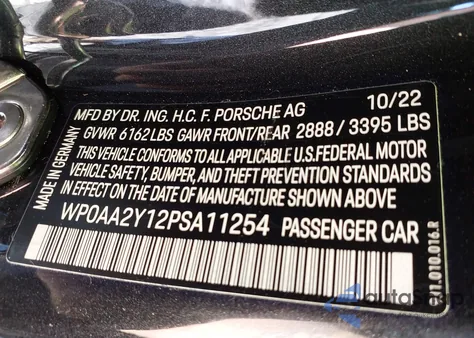 2023 Porsche Taycan from USA, damaged, VIN WP0AA2Y12PSA11254